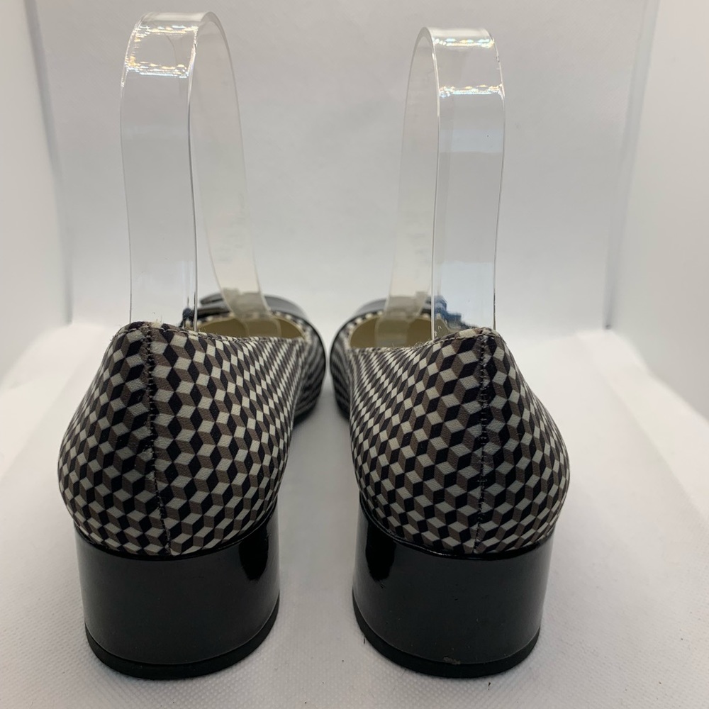 Anne Klein Black & White Patterned Block Heels Pumps - Picture 3 of 8